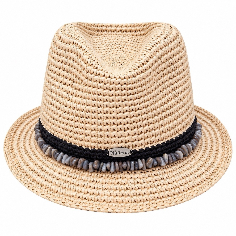 Wallaroo Hat Company Tahiti Adjustable Raffia Straw Hat Stone Bead Band
